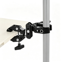Pince double super crabe en aluminium avec bras magique, support de caméra à double pince multi-trous pour bureau, barre transversale, accessoires de support d'éclairage