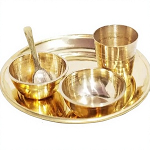 Handmade Engraved Round Metal Decorative <b>Plate</b> with Spoon Classic Plant Pattern Gift Box Set Decorative Food Platter For Kitchen - Product Image 2