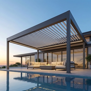 Pérgola Grande para Exteriores de 4x5m con <span class=keywords><strong>Mosquitera</strong></span>, Estructura de Aluminio Espaciosa para Jardín, Muebles de Comedor para 8 Personas - Product Image 1