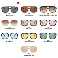 Lunettes de Soleil Rétro Tendance Grand Cadre Haute Qualité Anti-UV