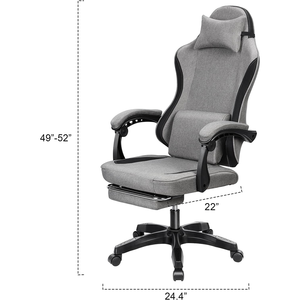 Chaise en tissu gris à dossier haut Chaise <span class=keywords><strong>Gamer</strong></span> Pro inclinable grande et haute chaise de <span class=keywords><strong>bureau</strong></span> 300 LBS réglable travail chaise de jeu <span class=keywords><strong>repose</strong></span>-pieds - Product Image 6