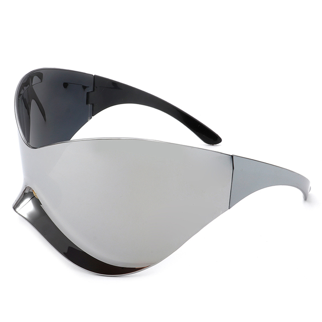 2023 Oversized Futuristic Y2k Shield Sun Glasses for Men Women Wrap Around Fashion Superhero Chic Mask Sunglasses Shades