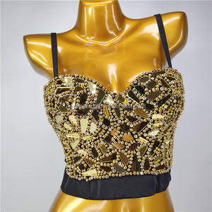 Producto ganador <span class=keywords><strong>2022</strong></span> Golden Shiny Crystal Sequin Sexy <span class=keywords><strong>Disfraces</strong></span> <span class=keywords><strong>de</strong></span> <span class=keywords><strong>Halloween</strong></span> <span class=keywords><strong>para</strong></span> adultos Mujeres <span class=keywords><strong>Moda</strong></span> Short Tank Top Corset Tank Top - Product Image 1