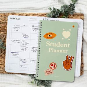 Custom 2024-2025 <b>A5</b> Leather <b>Spiral</b> Student Planner for Middle/High School Students 100 Sheets Weekly/Monthly Spreads Academic - Product Image 2