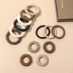 new coffee color elastic frosted telephone cord line hair band for girls hair ties hair accessories