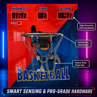 LIFUN Machine de jeu de tir au basket-ball en métal à monnayeur, interface en anglais, jeu d'arcade d'intérieur pour centres de jeux, garantie 1 an