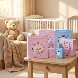 Scatole di Carta per Confezioni Regalo Baby Shower, Scatole per Cioccolatini con Manico per Feste di Rivelazione del Sesso del <span class=keywords><strong>Neonato</strong></span> - Product Image 4
