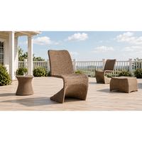Chaise de salle à manger d'extérieur en résine tressée résistante aux intempéries, avec structure en aluminium antirouille, chaise de patio en forme de S