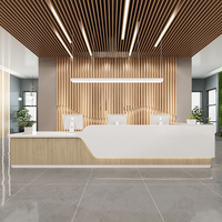 Bureau de réception moderne en bois blanc avec logo personnalisé, éclairage LED, pour salon, spa ou bureau