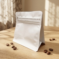 Sacs à café mats à fond plat en gros, refermables avec fermeture éclair, barrière anti-oxygène supérieure et valve d'échappement unidirectionnelle