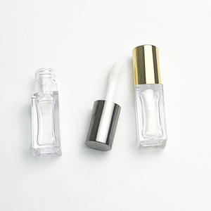 Tube à gloss carré transparent personnalisé avec logo, prêt à être expédié, avec couvercle rond doré ou argenté - Product Image 6