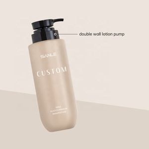<span class=keywords><strong>400ml</strong></span> logotipo personalizado rojo verde Beige mascota plástico champú embalaje cosmético suero tóner Facial loción botellas con bomba - Product Image 4