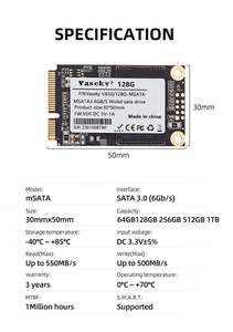 Vaseky MSATA 64g 128g 256g 512g 1tb ssd lüks msata3 SSD Laptop için - Product Image 5
