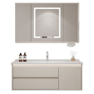 Meuble <span class=keywords><strong>de</strong></span> <span class=keywords><strong>salle</strong></span> <span class=keywords><strong>de</strong></span> <span class=keywords><strong>bain</strong></span> <span class=keywords><strong>de</strong></span> luxe au design <span class=keywords><strong>scandinave</strong></span>, miroir LED sans cadre, lavabo en céramique, tiroirs à fermeture douce pour salles <span class=keywords><strong>de</strong></span> <span class=keywords><strong>bain</strong></span> <span class=keywords><strong>de</strong></span> villas haut <span class=keywords><strong>de</strong></span> gamme - Product Image 1
