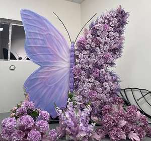 Color púrpura y rosa con <span class=keywords><strong>EVA</strong></span> y mariposa gigante de flores artificiales para decoración de bodas, juegos de ventanas de pared de fondo - Product Image 1