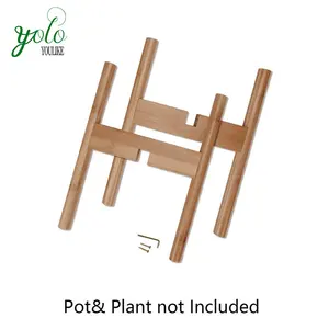 植木鉢用の良質の庭と屋外のモダンな調節可能なミッドセンチュリー天然木竹植物スタンド
