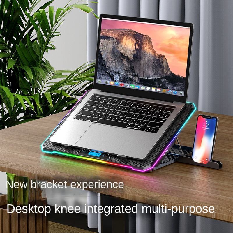 ORANGLES K15 RGB Laptop Cooling Pad with 13 Fans | Adjustable Height Notebook Cooler Stand, LCD Display, 2 USB Ports, Metal Mesh – Cross-Border New Model (Kuwait) - angled perspective - presenting advantages - Image 4 of 5 | fits any environment | Purchase K15 RGB Laptop Cooling Pad with 13 Fans | Adjustable Height Notebook Cooler Stand, LCD Display, 2 USB Ports, Metal Mesh – Cross-Border New Model (Kuwait) Michigan | Free Shipping ORANGLES