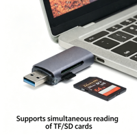 Lector de Tarjetas USB 3.0 de Alta Velocidad Tipo-C 3.0 OTG Todo en Uno, Lector de Tarjetas TF SD Compatible con Lectura de Doble Unidad para Teléfonos y Computadoras
