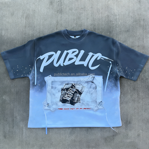 Camiseta de cuello redondo extragrande y corta para hombre, personalizada por el fabricante, de 230 g/m² de alto gramaje, con estampado serigrafiado y pedrería, teñido por inmersión. - Product Image 1