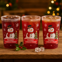 Tasse à changement de couleur activée par le froid, tasse de stade de Noël 22oz, tasse thermochromique magique, gobelets de fête rouges instantanés, en plastique