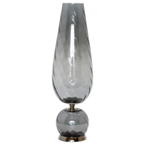Vaso alto in vetro fumé con base arrotondata per decorazione del soggiorno - Product Image 1