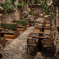 Ensembles de salle à manger de style montagne avec banquettes souples, résistants à l'huile et aux rayures, parfaits pour les chaînes de restaurants de fondue