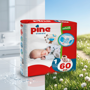 PINE Classic Mini Couches pour bébé, Absorption de surface sèche, Respirantes, Canal anti-fuites 3D, Anti-irritation, Brodé, Jetables - Product Image 2