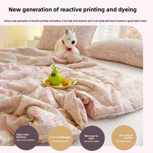 Couette d'été en coton lavé légère, respirante, à imprimé réactif, douce, pour dortoir, maison, hôtel - Product Image 4