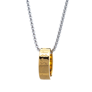 Bijoux de style <span class=keywords><strong>viking</strong></span> mythologique nordique européen et américain, collier en acier titane pour homme avec runes, chaîne de perles, polyvalent - Product Image 1