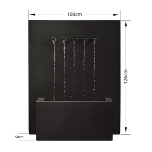 Fontaine murale de jardin contemporaine en métal noir à 5 jets pour aménagement paysager - Product Image 5