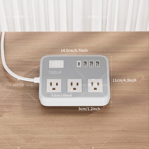 Multiprise US avec câble plat de 145 cm, 4 ports USB 20W, 3 prises CA 1250W, protection contre les surtensions, pour hôpitaux - Product Image 1