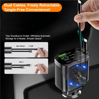 Chargeur de voiture rétractable 5 en 1, chargeur rapide pour téléphone de voiture 65W, adaptateur de chargeur de voiture Type C avec 2 câbles, USB et double ports USB C