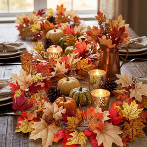 Guirnalda Decorativa de Otoño Fuyi, Enredadera Artificial de Arce de 6 pies, para Interiores y Exteriores, con Hojas, Calabazas y Granos - Product Image 4