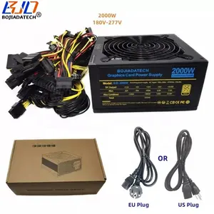 2000W Rated Computer ATX Power Supply PSU 180- 277Vac With Quiet Fan 95% Efficiency For 8 x Graphics Video Card