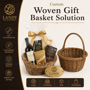 Cesta de <span class=keywords><strong>Vino</strong></span> de Mimbre Tejida Sostenible Premium con Logotipo Personalizado, Cesta de Regalo de Mimbre Hecha a Mano para Navidad o Aniversario - Product Image 6