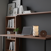 2025 tendance écologique en bois massif poche pliante papier lampe maison Style lampes de Table lumière rotative sans fil Simple Flexible