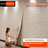 Panneau mural extérieur en pierre souple Star Moonstone pour villa, dalle de pierre fendue à l'axe, revêtement en pierre souple ultra-mince en porcelaine flexible