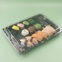 Boîte à sushi transparente jetable avec impression personnalisée, conteneur rectangulaire à emporter avec couvercle à fermeture sécurisée