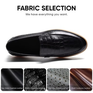 Mocassins classiques respirants à carreaux Daodao en cuir véritable pleine fleur, à enfiler, pour mariage, affaires et soirées, vente en gros - Product Image 4