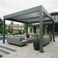 Pérgola Moderna de Aleación de Aluminio con Techo de Láminas, Gazebo Impermeable Motorizado Bioclimático con Luces LED Resistentes al Viento Lcy Lcy0001