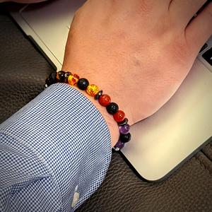 Pulsera con cuentas de cristal de estilo europeo y americano para <span class=keywords><strong>mujer</strong></span>, brazalete con cuentas de cristal con difusor de piedra Natural negra - Product Image 6