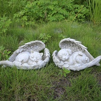 Statue d'ange de chien endormi pierre commémorative pour animaux de compagnie en mémoire du marqueur de chien Statues d'hommage résine anges gardiens cadeau de deuil