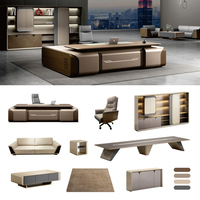 Bureau de Direction en L Moderne de Luxe, Table de Bureau Italienne et Ensemble Chaise, Design Moderne pour Dirigeant, Luxueux