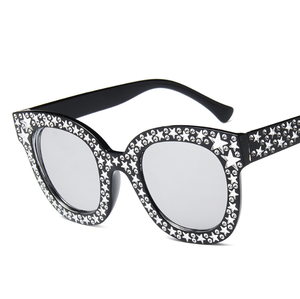 Lunettes de soleil pour femmes Vintage Cat Eye Lunettes de soleil Bling <span class=keywords><strong>Star</strong></span> Ladies Classic Retro Square Shades Protection UV400 - Product Image 4