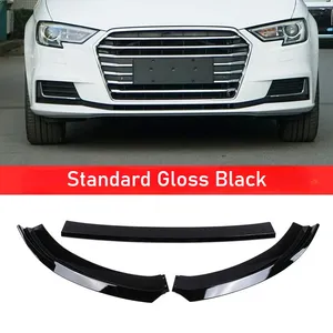 Pour Audi A3 S3 8V 2017 2018 2019 2020 – Kit de tuning 3 pièces : Lame de pare-chocs avant, spoiler et protection de carrosserie - Product Image 2
