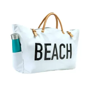 Bolso de playa de compras de diseñador de lujo para mujer, bolso de playa de lona con logotipo personalizado - Product Image 3