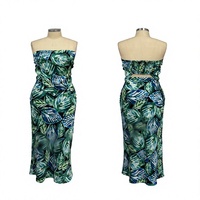 Ensemble deux pièces modeste grande taille pour femme - Robe moulante en jersey crochetée à la main avec taille empire