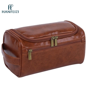 HANFEIZI Trousse de Toilette et de Maquillage Portable Grande Capacité en Cuir PU Imperméable Style Rétro pour Homme, Idéale pour le Voyage - Product Image 1