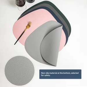 Irregular PU Leather Eco-Friendly Customizable Dining Table <b>Mat</b> Anti Slip Anti Scald PC Raised Point Design Hotel Western - Product Image 3