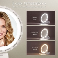 Ventilateurs à trois vitesses réglables, miroir compact portable, miroir de maquillage pliable à LED avec ventilateur pour l'extérieur